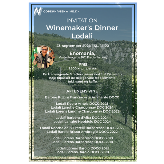 Winemaker's Dinner - Lodali - Enomania - 23. september 2026 kl. 18.00